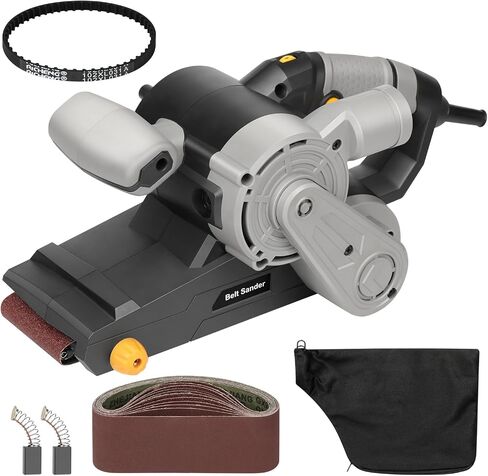 3×21-Inch Belt Sander,8 Amp Variable-speed 170-380RPM 12 Pcs Belts | Belt Sander with sanding belts (2*P40,2*P60, 2*P80, 2*P120, 2*P180, 2*P240) and Dust Bag in Kuwait
