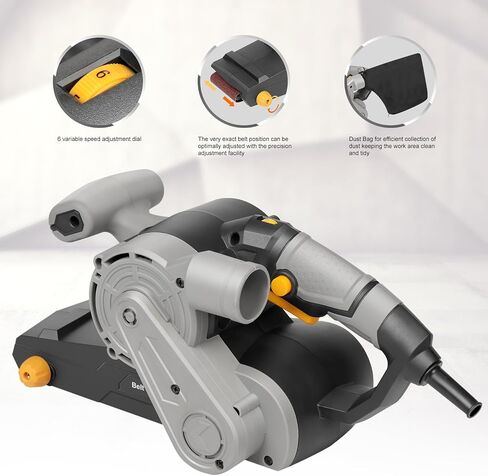 3×21-Inch Belt Sander,8 Amp Variable-speed 170-380RPM 12 Pcs Belts | Belt Sander with sanding belts (2*P40,2*P60, 2*P80, 2*P120, 2*P180, 2*P240) and Dust Bag in Kuwait