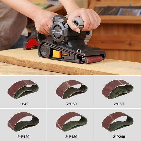 3×21-Inch Belt Sander,8 Amp Variable-speed 170-380RPM 12 Pcs Belts | Belt Sander with sanding belts (2*P40,2*P60, 2*P80, 2*P120, 2*P180, 2*P240) and Dust Bag in Kuwait