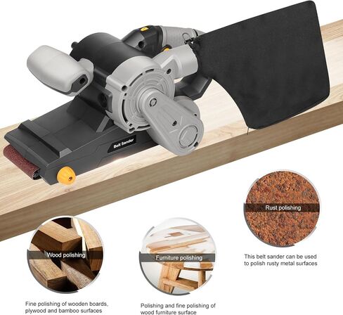 3×21-Inch Belt Sander,8 Amp Variable-speed 170-380RPM 12 Pcs Belts | Belt Sander with sanding belts (2*P40,2*P60, 2*P80, 2*P120, 2*P180, 2*P240) and Dust Bag in Kuwait