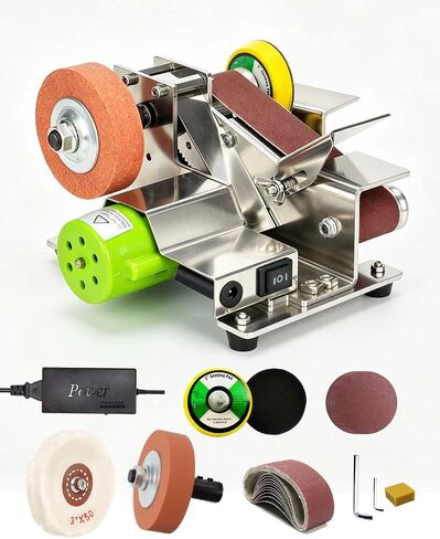 Mini Belt Sander, Multi-purpose Electric Sharpener With 15° Adjustable Professional Sharpening Platform And 7 Speed Settings, Ideal For Grinding And Polishing Metal, Wood, Jewelry And Leather in Kuwait