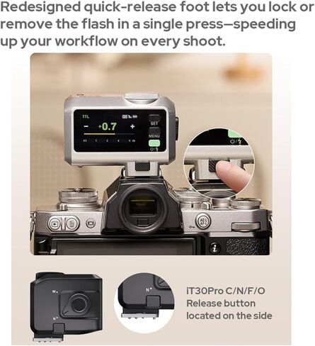 Godox iT30Pro F iT30Pro-F TTL Flash for Fujifilm Fuji Cameras, GN15 1.5s Recycle Time, 560 Full Power Flash, 1/8000 HSS, 2.4G Wireless, 2.8″ Full-Color Touchscreen Speedlight for Fuji (Black) in Kuwait