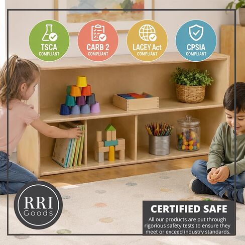 2-Shelf Kids Bookshelf & Toy Storage Organizer | 3-Section Montessori Shelves for Home & Classroom Organization & Storage in Kuwait