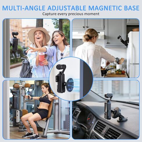 Accessories Kit Compatible with DJI Osmo Pocket 3/4/Xtra Muse, Creator Bundle with Mini Tripod, Fill Light, Magnetic Base, Backpack Clip, Frame Case, Screen & Lens Protector, Storage Bag in Kuwait