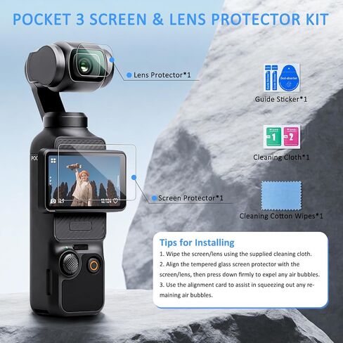 Accessories Kit Compatible with DJI Osmo Pocket 3/4/Xtra Muse, Creator Bundle with Mini Tripod, Fill Light, Magnetic Base, Backpack Clip, Frame Case, Screen & Lens Protector, Storage Bag in Kuwait