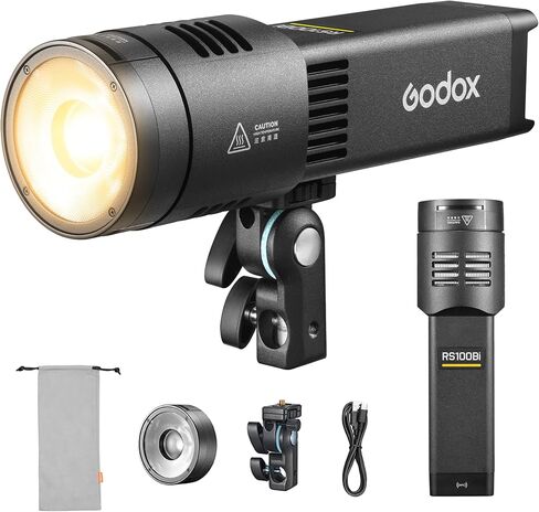 Godox RS100Bi LED Video Light,100Wh Bi-Color Outdoor LED Lighting,2800K–6500K Monolight with CCT/HSI/11FX Mode,CRI≈98,TLCI≈98,Support NFC/DMX/APP Control in Kuwait