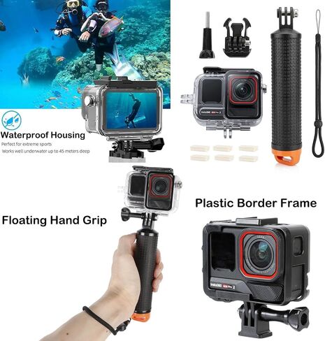 PellKing Accessories Kit for Insta360 AcePro2,Carrying Case with Belt 135cm Selfie Stick Tripod Waterproof Housing Boder Frame Magnetic Handlebar Mount Qucik Release Clip 4 in 1 Body Mount in Kuwait