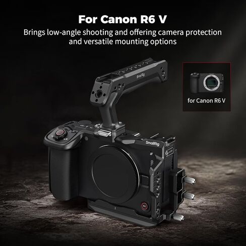 SmallRig R6 V HawkLock Quick Release Cage Kit for Canon R6 V, Aluminum Alloy Full Camera Cage Kit, Quick Release Plate for Arca & Top Handle & Cable Clamp for HDMI, for DJI RS Stabilizer - 6379 in Kuwait