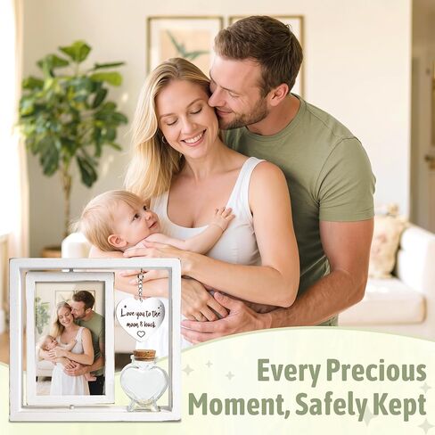 Baby Picture Frame & Keepsake Jar – Ideal Registry Search Gift, Rotating Newborn Nursery Display, Baby Shower & Gender Reveal Gifts, Pregnancy Announcement in Kuwait