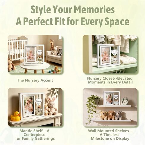 Baby Picture Frame & Keepsake Jar – Ideal Registry Search Gift, Rotating Newborn Nursery Display, Baby Shower & Gender Reveal Gifts, Pregnancy Announcement in Kuwait
