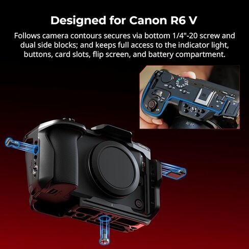 SmallRig HawkLock Quick Release Cage Kit for Canon R6 V, with Foldable V-Mount Battery Plate, Clamp for HDMI & USB-C, Top Handle, Multiple Interfaces for Various Scenes – 6381 in Kuwait