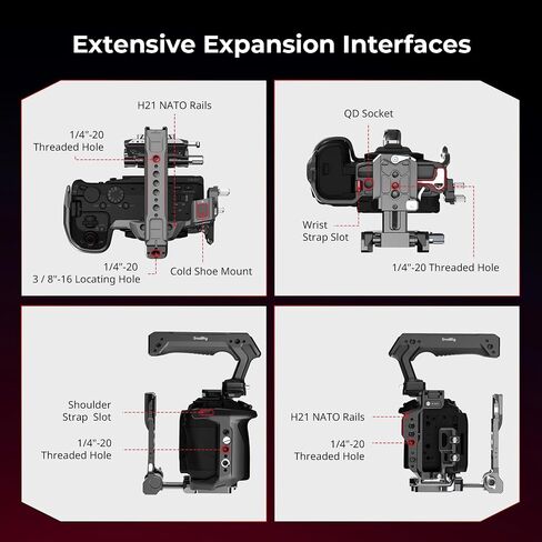 SmallRig HawkLock Quick Release Cage Kit for Canon R6 V, with Foldable V-Mount Battery Plate, Clamp for HDMI & USB-C, Top Handle, Multiple Interfaces for Various Scenes – 6381 in Kuwait