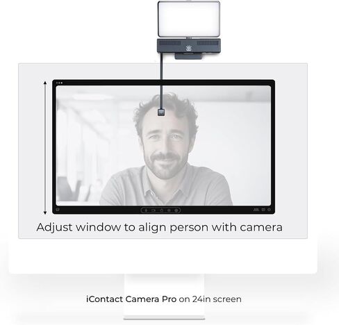 iContact Camera Pro 4K HD Webcam with Eye Contact, Noise Cancelling Mic, Plug and Play USB for Mac & PC Zoom Certified, Works with Teams, Meet, Streaming, and Video Calls (Webcam + Light Panel Bundle) in Kuwait