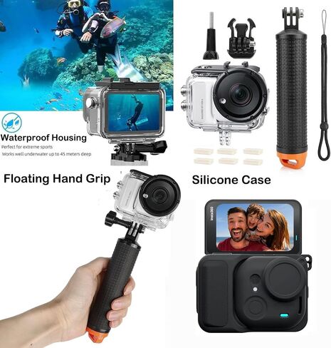 PellKing Accessories Kit for Insta360 Go Ultra,Carrying Case with Belt 53 in Selfie Stick Tripod Waterproof Housing Boder Frame Magnetic Handlebar Mount Qucik Release Clip 4 in 1 Body Mount in Saudi Arabia