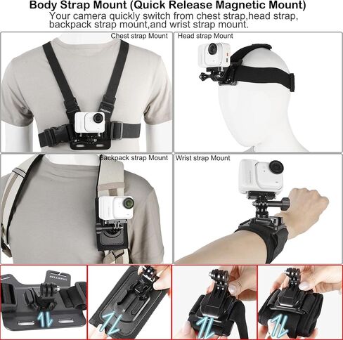 PellKing Accessories Kit for Insta360 Go Ultra,Carrying Case with Belt 53 in Selfie Stick Tripod Waterproof Housing Boder Frame Magnetic Handlebar Mount Qucik Release Clip 4 in 1 Body Mount in Saudi Arabia