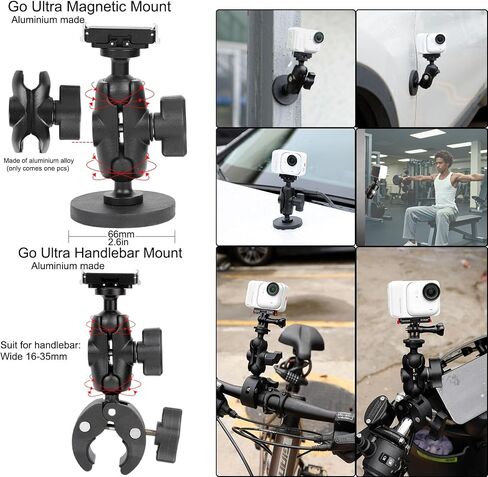 PellKing Accessories Kit for Insta360 Go Ultra,Carrying Case with Belt 53 in Selfie Stick Tripod Waterproof Housing Boder Frame Magnetic Handlebar Mount Qucik Release Clip 4 in 1 Body Mount in Saudi Arabia