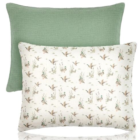 Frienda 2 Pack Mallard Duck Pillowcase Muslin Toddler Pillow Covers for 13x18 Pillow, Soft & Breathable 100% Cotton Toddler Baby Kids Travel Pillowcase for Mallard Duck Nursery Decor in Kuwait