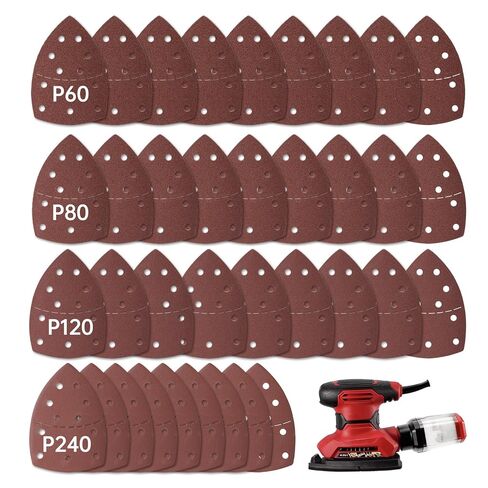 Palm Sander Sandpaper Fit for Skil Sander, 40 PCS Sandpaper Assortment | 60/80/120/240 Grits Sand Paper for SKIL SR6607B-10, SR232301, Sander Pads with Hook and Loop Back, 11-Hole Design Sandpaper in Kuwait