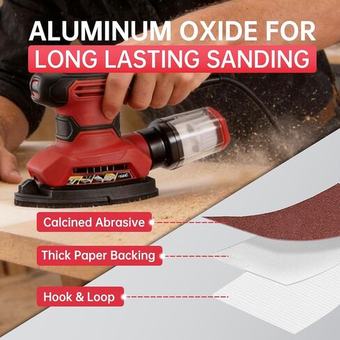 Palm Sander Sandpaper Fit for Skil Sander, 40 PCS Sandpaper Assortment | 60/80/120/240 Grits Sand Paper for SKIL SR6607B-10, SR232301, Sander Pads with Hook and Loop Back, 11-Hole Design Sandpaper in Kuwait
