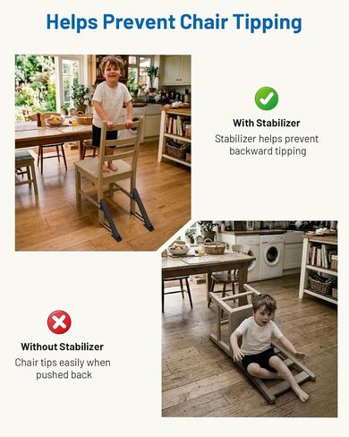 2 Pack Anti Tipping Chair Stabilizer for Highchair & Kitchen Chair, Childproof Anti Tip Device, Dining Seat Safety Support to Prevent Tip Over in Kuwait