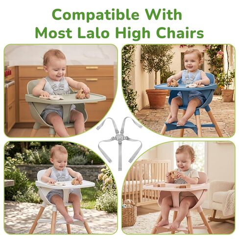 Replacement Straps Compatible with Lalo High Chair | 5-Point Harness, Adjustable Safety Belts, Gray 1-Pack in Kuwait
