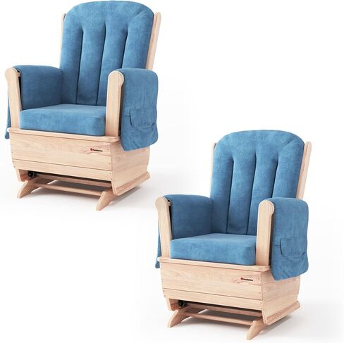 Foundations SafeRocker Glider Rocker with Steel Swivel - Baby Feeding and Rocking Chair for Nursery, Daycare Environment - Nursery Rocking Chairs with Wood Skirt Base - Tan Vinyl in Kuwait