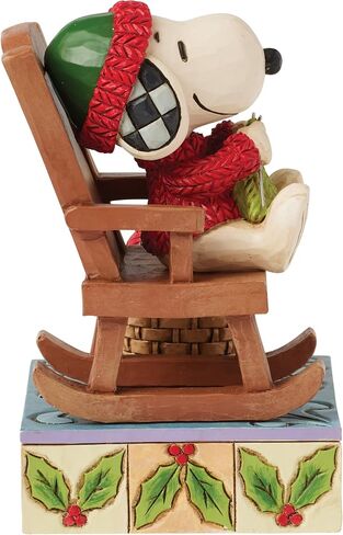 Enesco Peanuts by Jim Shore Snoopy in Rocking Chair Knitting with Woodstock Figurine, 5 Inch, Multicolor in Kuwait