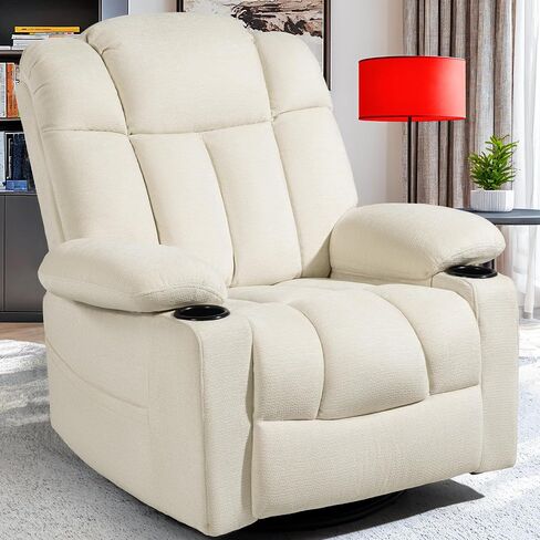 Swivel Rocker Recliner Chair for Adults – Manual Glider Sofa with Massage, Heat & Vibration, 360° Rocking for Living Room or Nursery,Dark Gray in Kuwait