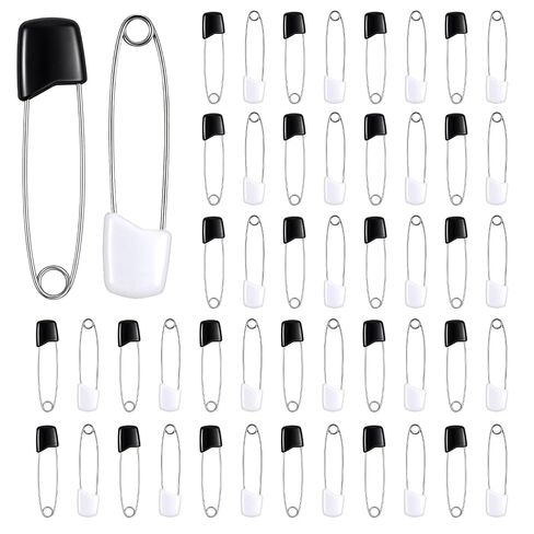 50Pcs Safety Pins for Diaper, 2 Colors 2.17 Inch Pins | Plastic Head Cloth Diaper Nappy Pins with Locking Closures Stainless Steel Pins for Clothes, Sewing, Craft Supplies in Kuwait