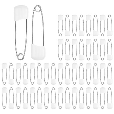 50PCS Safety Pins for Diaper, 2.2 Inch Small Plastic Head Cloth Diaper Nappy Pins with Locking Closures Stainless Steel Pins for Clothes, Sewing, Craft Supplies(50) in Kuwait