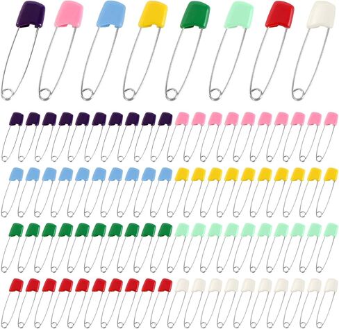 JINGIHE 100 Pcs Diaper Pins, Stainless Steel Baby Safety Pin with Storage Box, Heavy Duty Plastic Head Diaper Nappy Pins with Locking Closures for Cloth Diapers Fasteners in Kuwait
