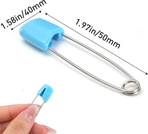 JINGIHE 100 Pcs Diaper Pins, Stainless Steel Baby Safety Pin with Storage Box, Heavy Duty Plastic Head Diaper Nappy Pins with Locking Closures for Cloth Diapers Fasteners in Kuwait