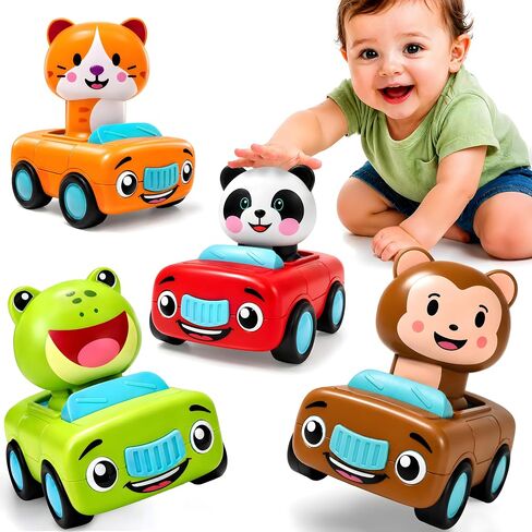 stargo Press to Go Car Toys, Toys for 1 Year Old Boy, Baby Toys 6-12 Months | 4-Pack Animal Cars – Baby Safe Ages 6-18 Months, No Batteries, Ideal Toddler Toys 1-2, Baby Boy Toys & 1 Year Old Boy Gifts in Kuwait