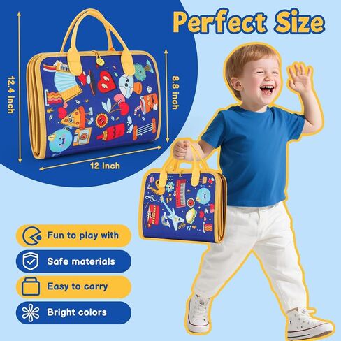 Montessori Busy Book for Toddlers Age 3-5, 12-in-1 Toddler Learning Activities, Preschool Educational Sensory Toys, Travel Airplane Car Toy , Fine Motor Skills Book, Birthday Gift for Boys Girls in Kuwait