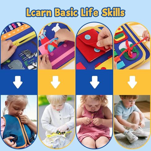 Montessori Busy Book for Toddlers Age 3-5, 12-in-1 Toddler Learning Activities, Preschool Educational Sensory Toys, Travel Airplane Car Toy , Fine Motor Skills Book, Birthday Gift for Boys Girls in Kuwait