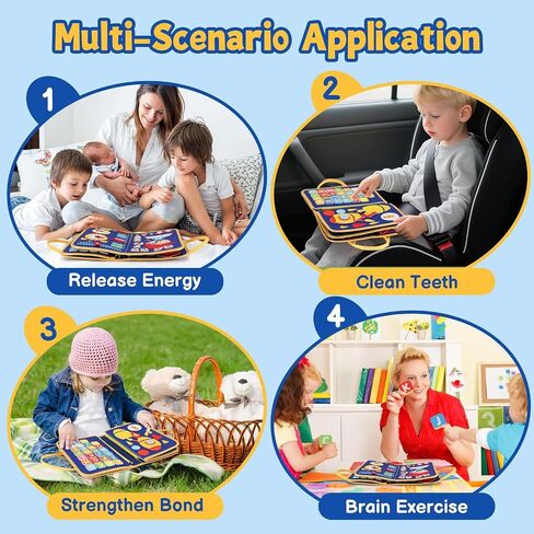 Montessori Busy Book for Toddlers Age 3-5, 12-in-1 Toddler Learning Activities, Preschool Educational Sensory Toys, Travel Airplane Car Toy , Fine Motor Skills Book, Birthday Gift for Boys Girls in Kuwait