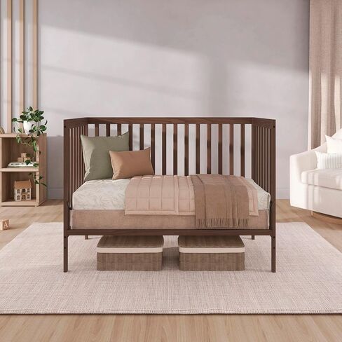 Dream On Me Synergy 5-in-1 Crib, Toddler Bed, GREENGUARD Gold,Smoke | GREENGUARD Gold, BSA Verified, ASTM & CPSC Compliant, Classic Straight Rail, 3-Position Mattress Support, 50 Lb Limit, 5-in-1 in Kuwait
