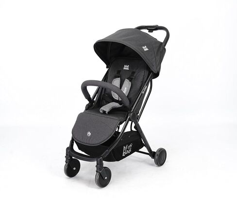 HiBud Lightweight Compact Baby Stroller, One-Hand Fold, Reclines Flow Black | 5-Point Safety Harness, Multi-Position Recline, Adjustable Footrest, Carry Strap, Supports up to 40 lbs, Travel Friendly in Kuwait