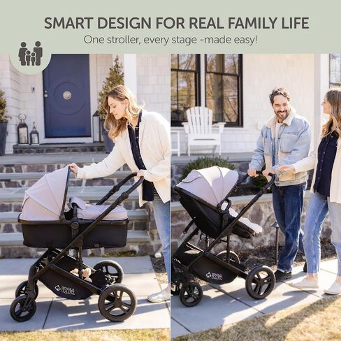KOOLABABY 2-in-1 Foldable Baby Stroller – Newborn to Toddler Stroller with Extendable Canopy, 5-Point Harness & Large Storage Basket – One Hand Fold in Kuwait