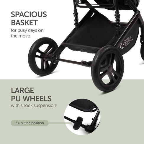 KOOLABABY 2-in-1 Foldable Baby Stroller – Newborn to Toddler Stroller with Extendable Canopy, 5-Point Harness & Large Storage Basket – One Hand Fold in Kuwait