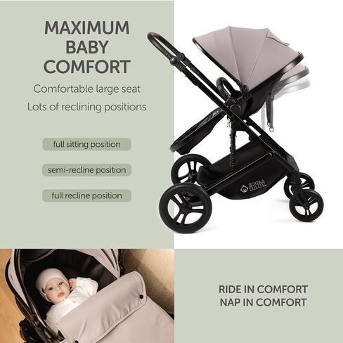 KOOLABABY 2-in-1 Foldable Baby Stroller – Newborn to Toddler Stroller with Extendable Canopy, 5-Point Harness & Large Storage Basket – One Hand Fold in Kuwait