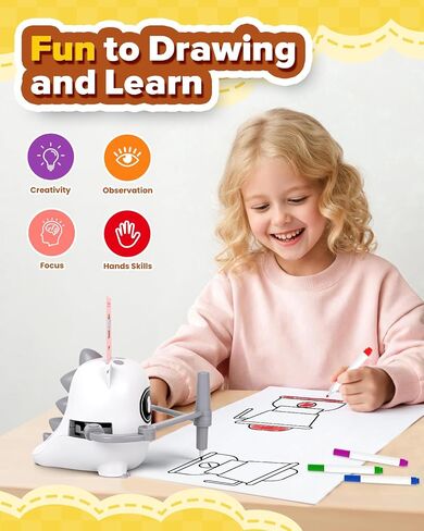 Drawing Robot Toy for Kids Ages 3 4 5 6 7 8, with 200 Cards, Voice Interactive Doodle Bot, Montessori Educational Painting Machine, Learning Art Toy for Boys Girls, Gift Idea in Kuwait