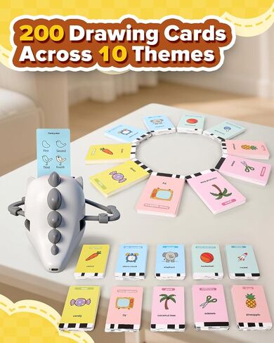Drawing Robot Toy for Kids Ages 3 4 5 6 7 8, with 200 Cards, Voice Interactive Doodle Bot, Montessori Educational Painting Machine, Learning Art Toy for Boys Girls, Gift Idea in Kuwait