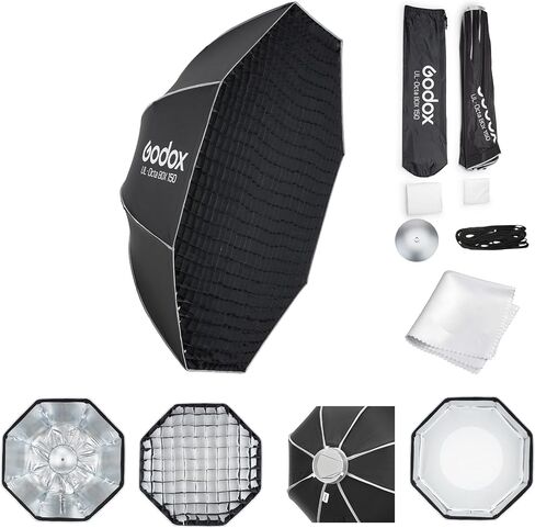 Godox Softbox UL-Octa60 23.6"/60cm Octagonal Softbox, Quick-Release Umbrella Design Bowens Mount Softbox with Grid & Deflector Plater, for LED Video & Photography Lighting in Kuwait