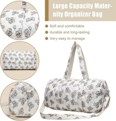 Cute Bear Maternity Baby Diaper Storage Bag Large Capacity Adjustable | Multi-functional Handbag for Women with Large Capacity and Adjustable Shoulder Strap Diaper Organizer for Travel and Baby in Kuwait