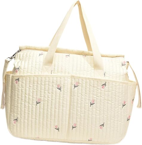 hejhncii Multifunctional Mother Bag with Flower/Bear Stitching, High Capacity Storage Case Organiser for Essential Product Multi Bag in Kuwait