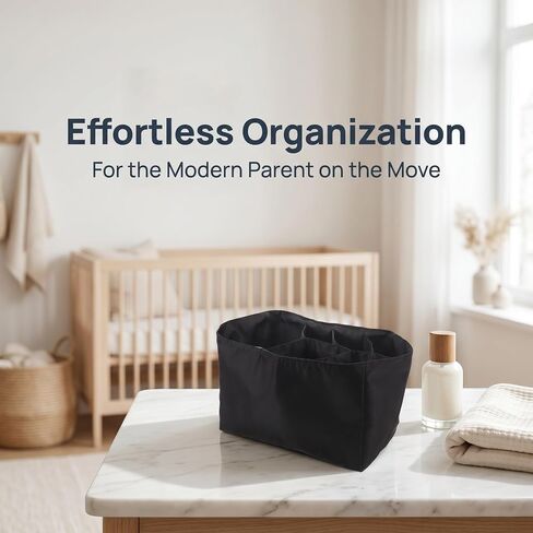 Multi Pocket Diaper Bag Insert Organizer with Large Capacity and Waterproof Bottom Compartment, Removable Nylon Tote Bag Organizer for Essentials and Wipes, for Outings like Malls in Kuwait