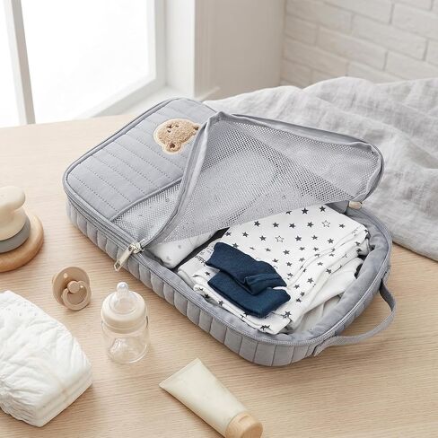 Cute Bear Embroidery Portable Baby Travel Pouch Mini Diaper Bag Lightweight & Compact Gift for Baby Shower in Kuwait