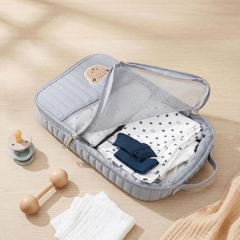 Cute Bear Embroidery Portable Baby Travel Pouch Mini Diaper Bag Lightweight & Compact Gift for Baby Shower in Kuwait