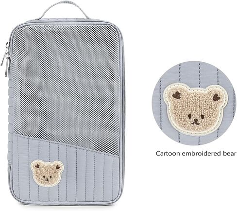 Cute Bear Embroidery Portable Baby Travel Pouch Mini Diaper Bag Lightweight & Compact Gift for Baby Shower in Kuwait